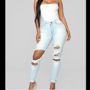 Fashion nova light ripped jeans